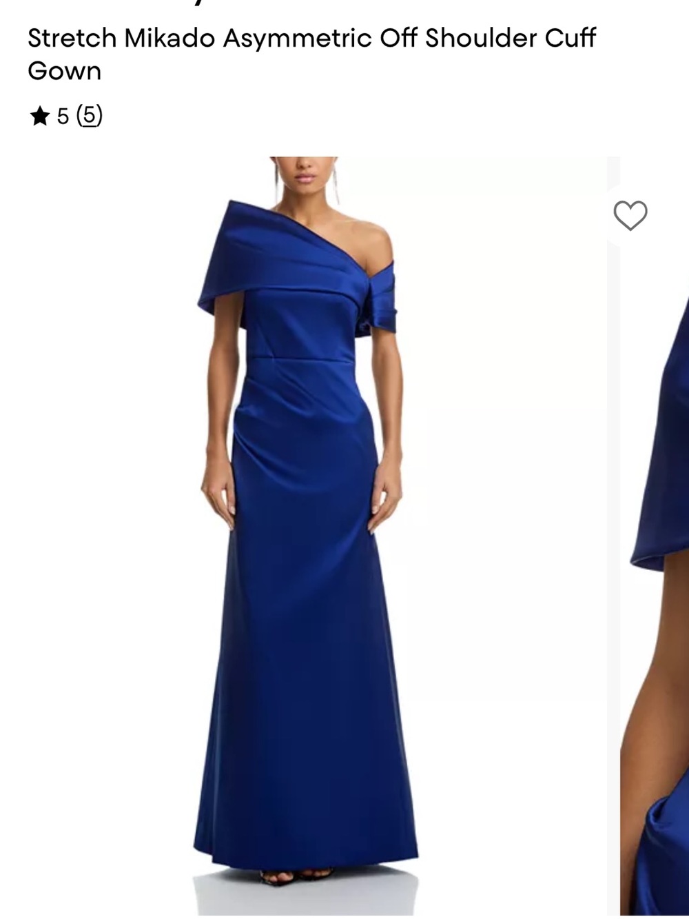 Teri Jon One-Shoulder Royal Blue Mikado Gown
